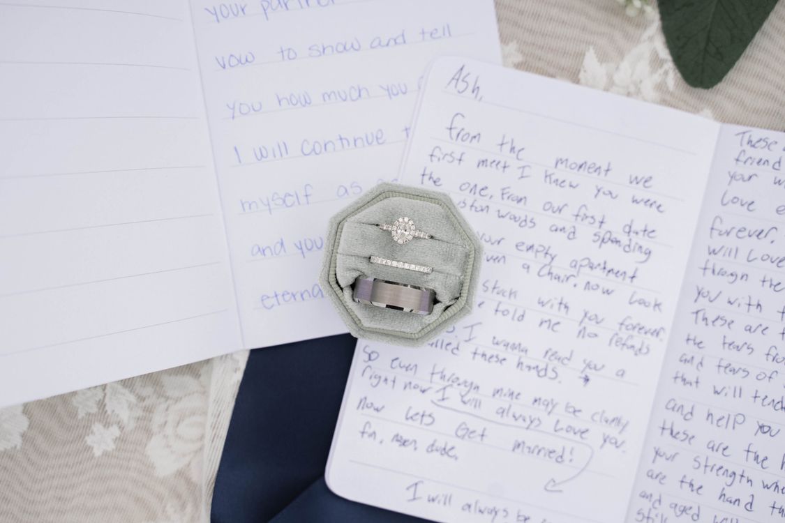Notes Vows Elegant Wedding Vows with Rings and Handwritten Letters · Free Stock Photo