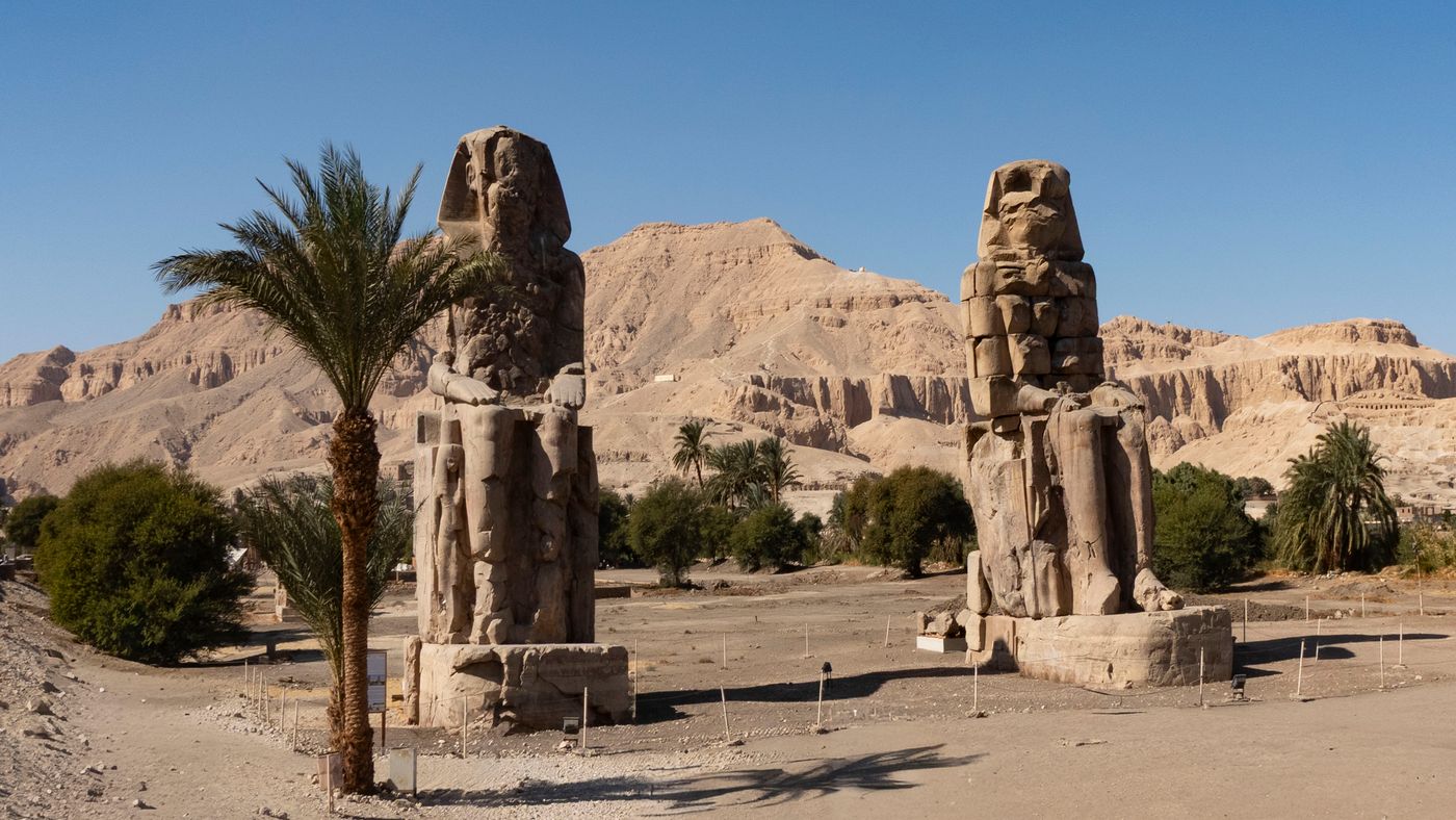 Painted reliefs on the walls of the mortuary temple of Ramses III