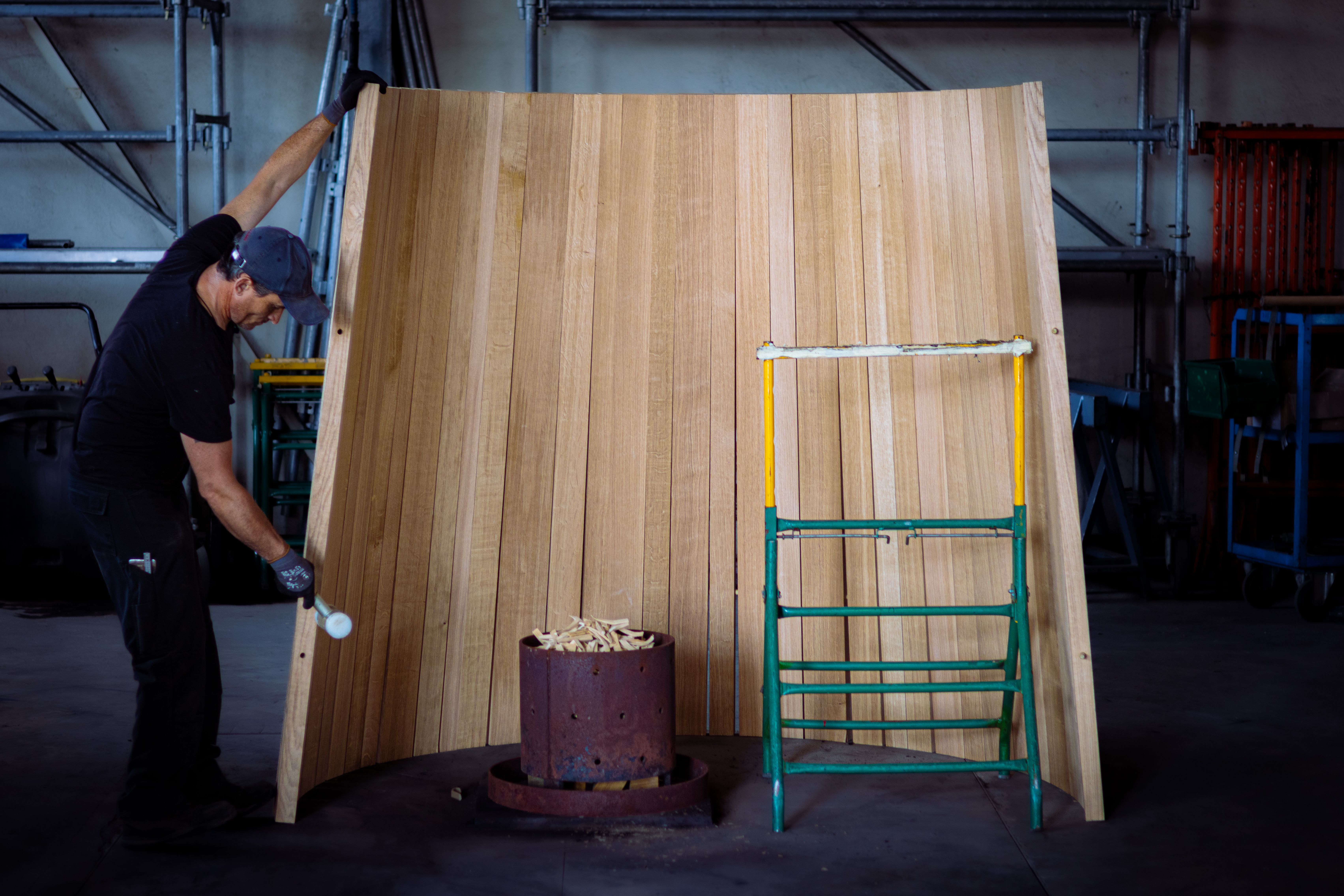 Craftsman Assembling Oak Barrel in Cognac Workshop · Free Stock Photo