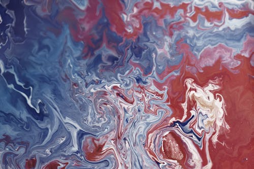 Blauw En Rood Abstract Schilderij