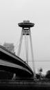 UFO Bridge in Bratislava Black and White Photo