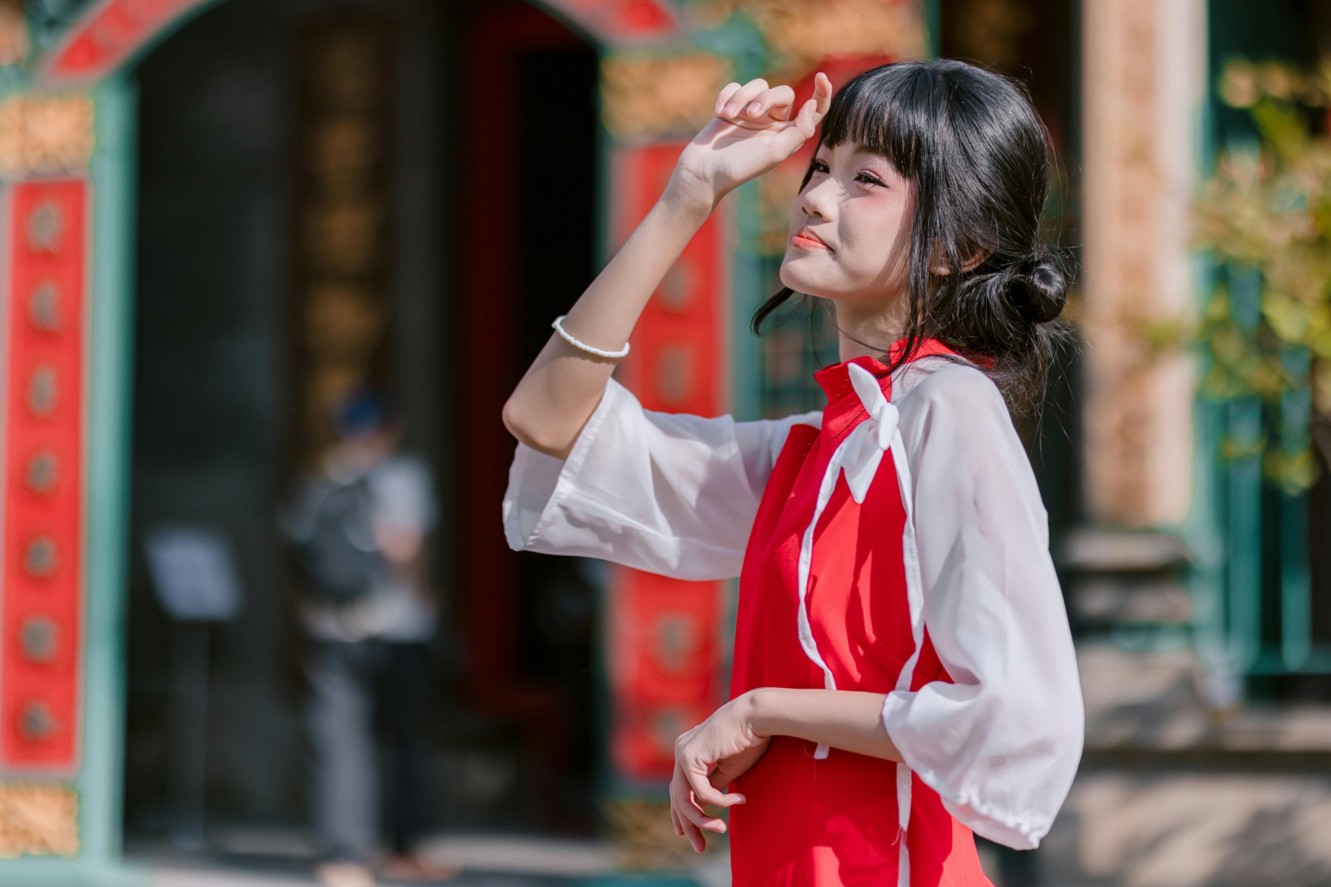 Young Woman in Traditional Dress Outdoors