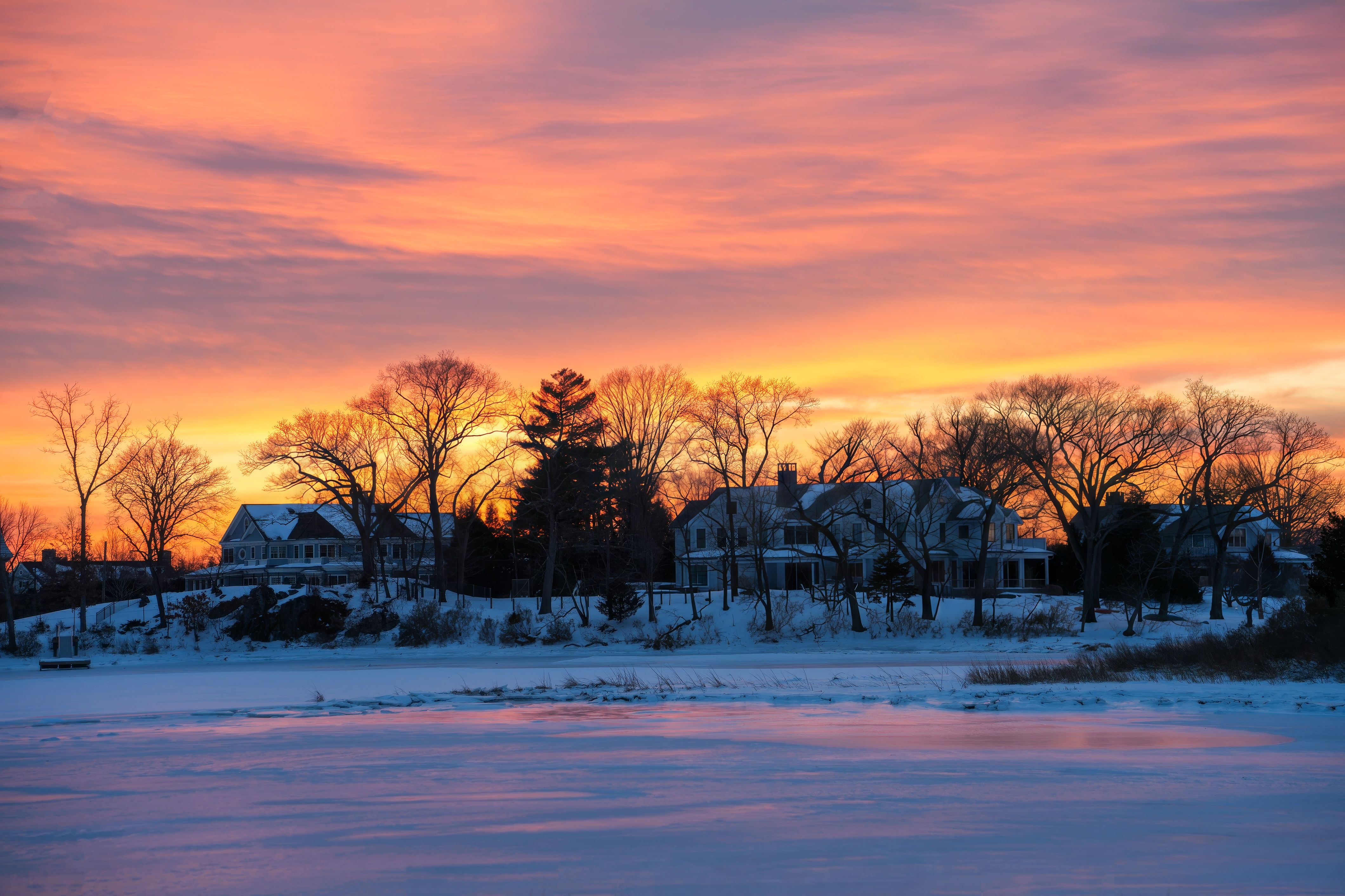 Stunning Winter Sunset Over Snowy Landscape · Free Stock Photo