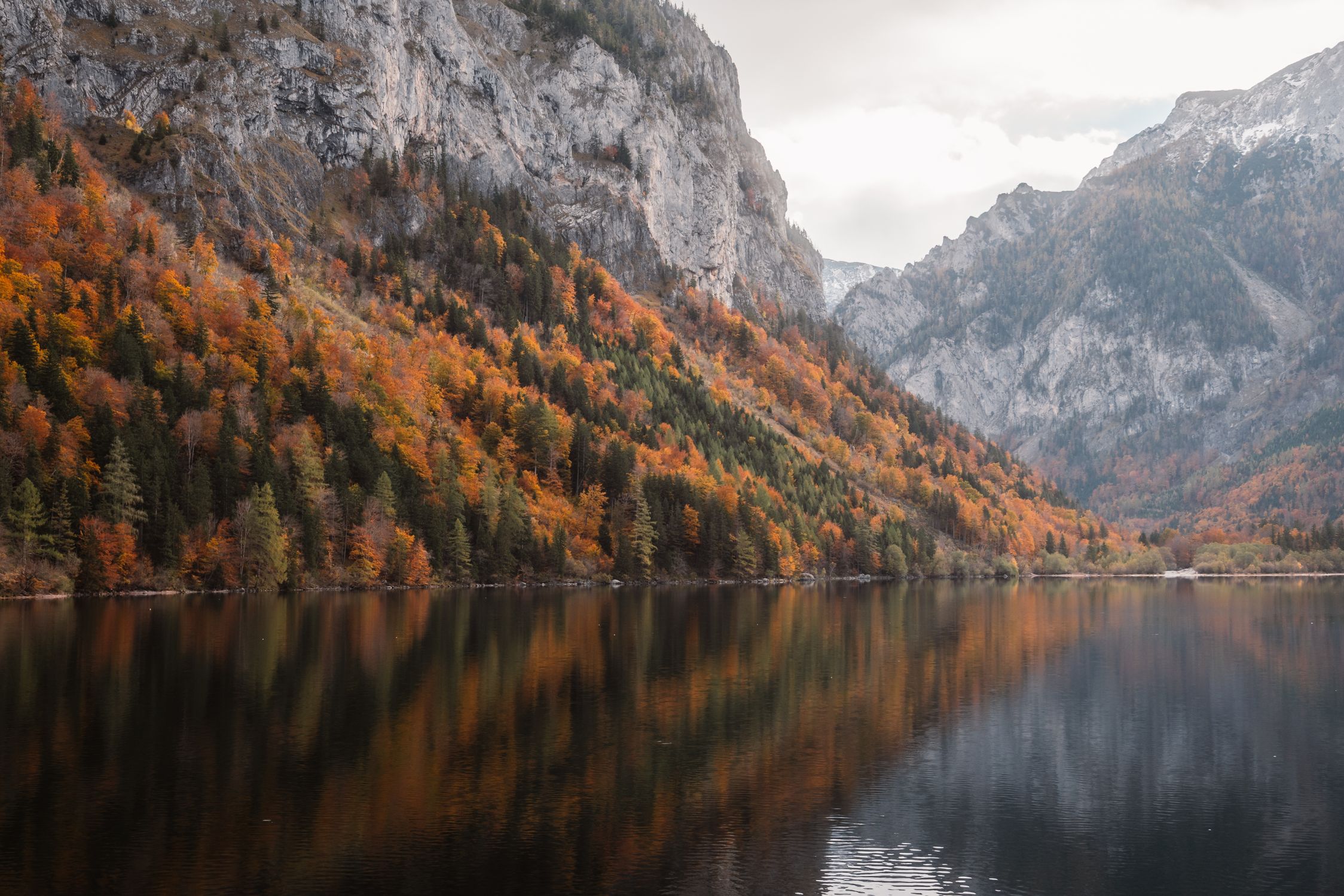 Serene Autumn Landscape with Reflecting Mountain Lake · Free Stock Photo