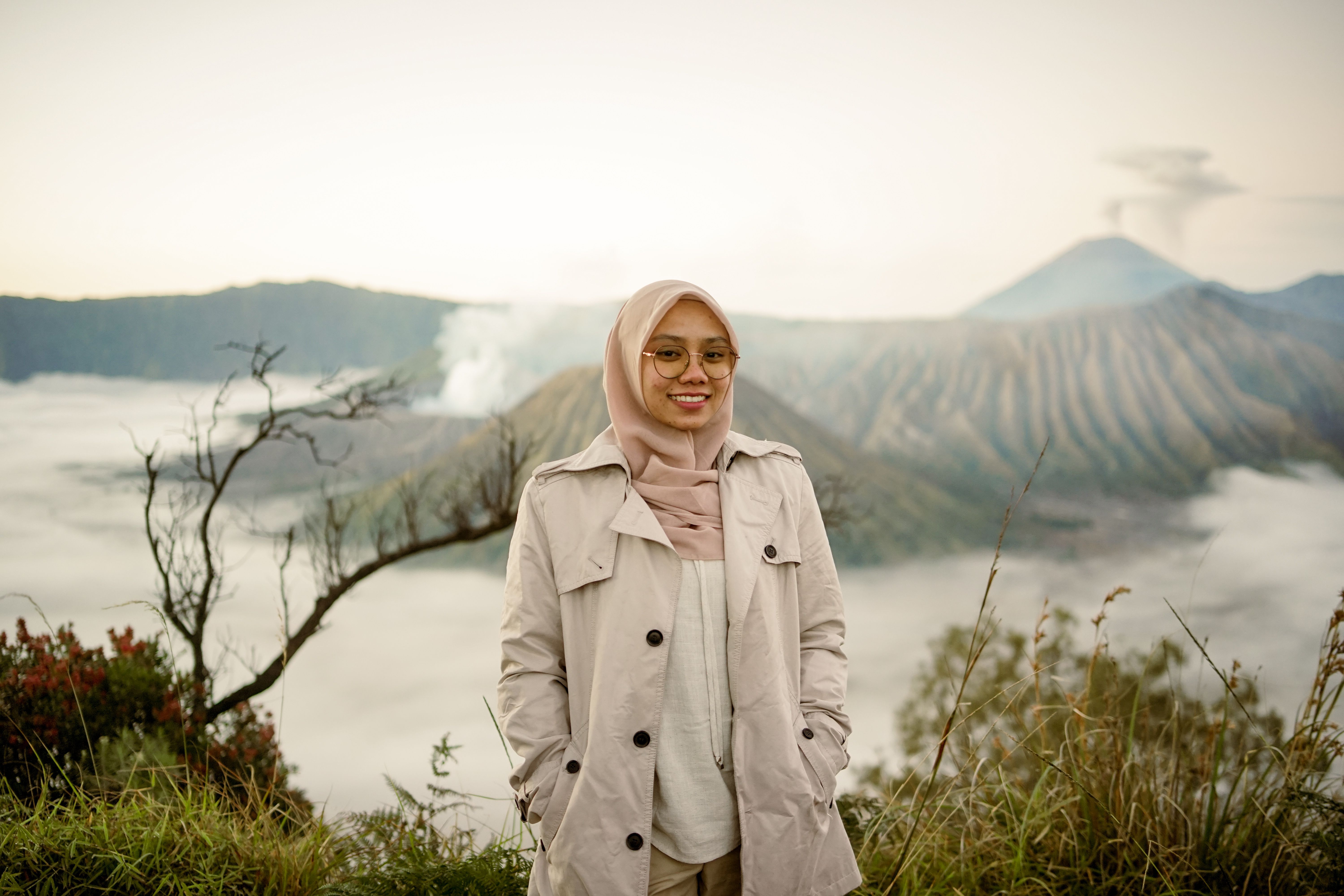 Jeep at Mount Bromo volcano in Indonesia with sunrise