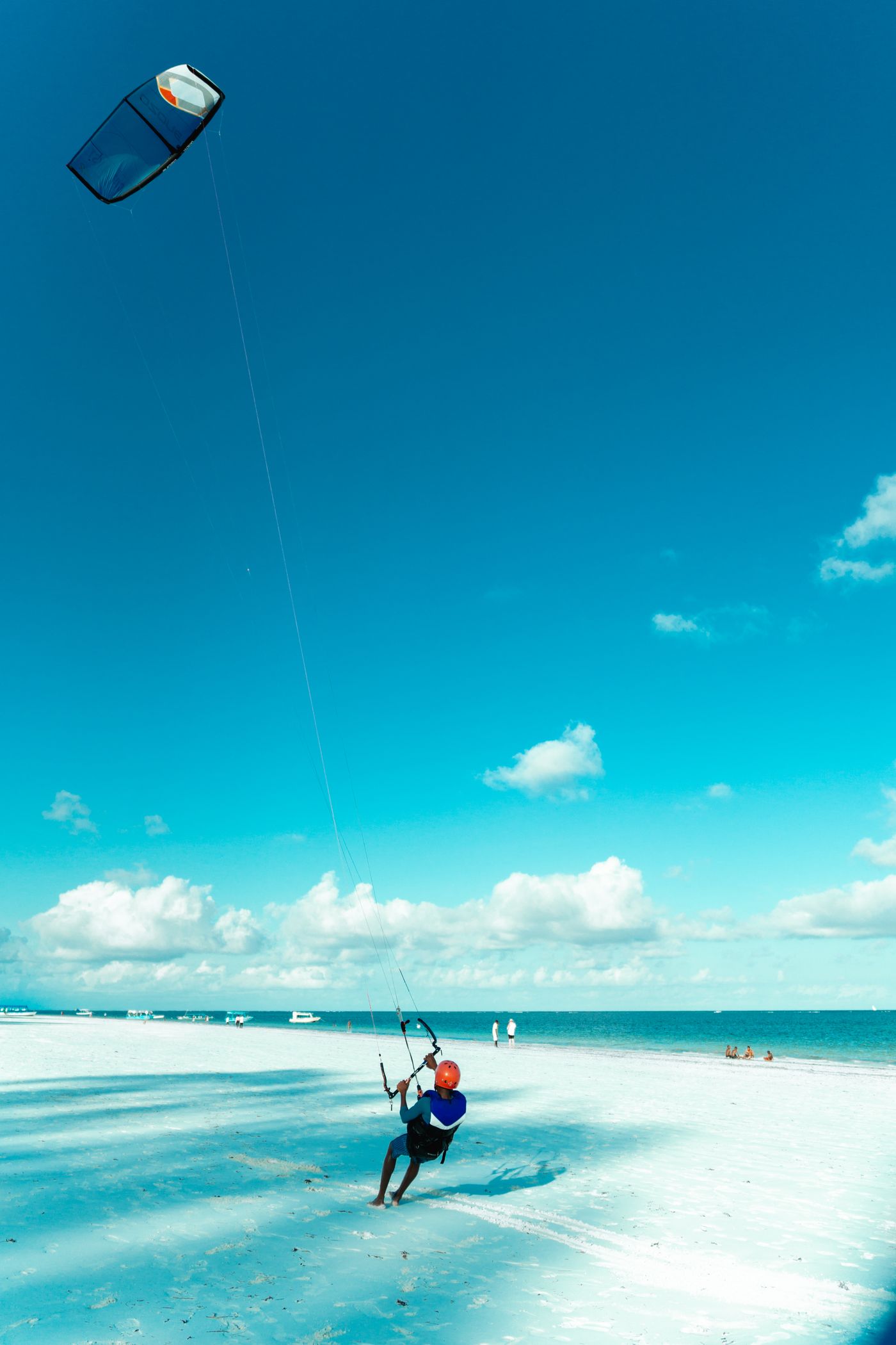 Kitesurfing on the white sands of Diani Beach