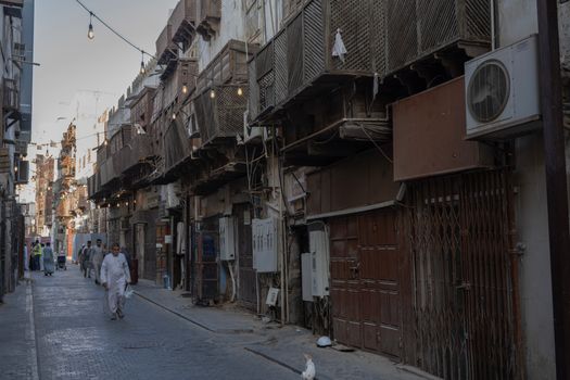 Explore the historic architecture and serene street views of Al-Balad in Jeddah.