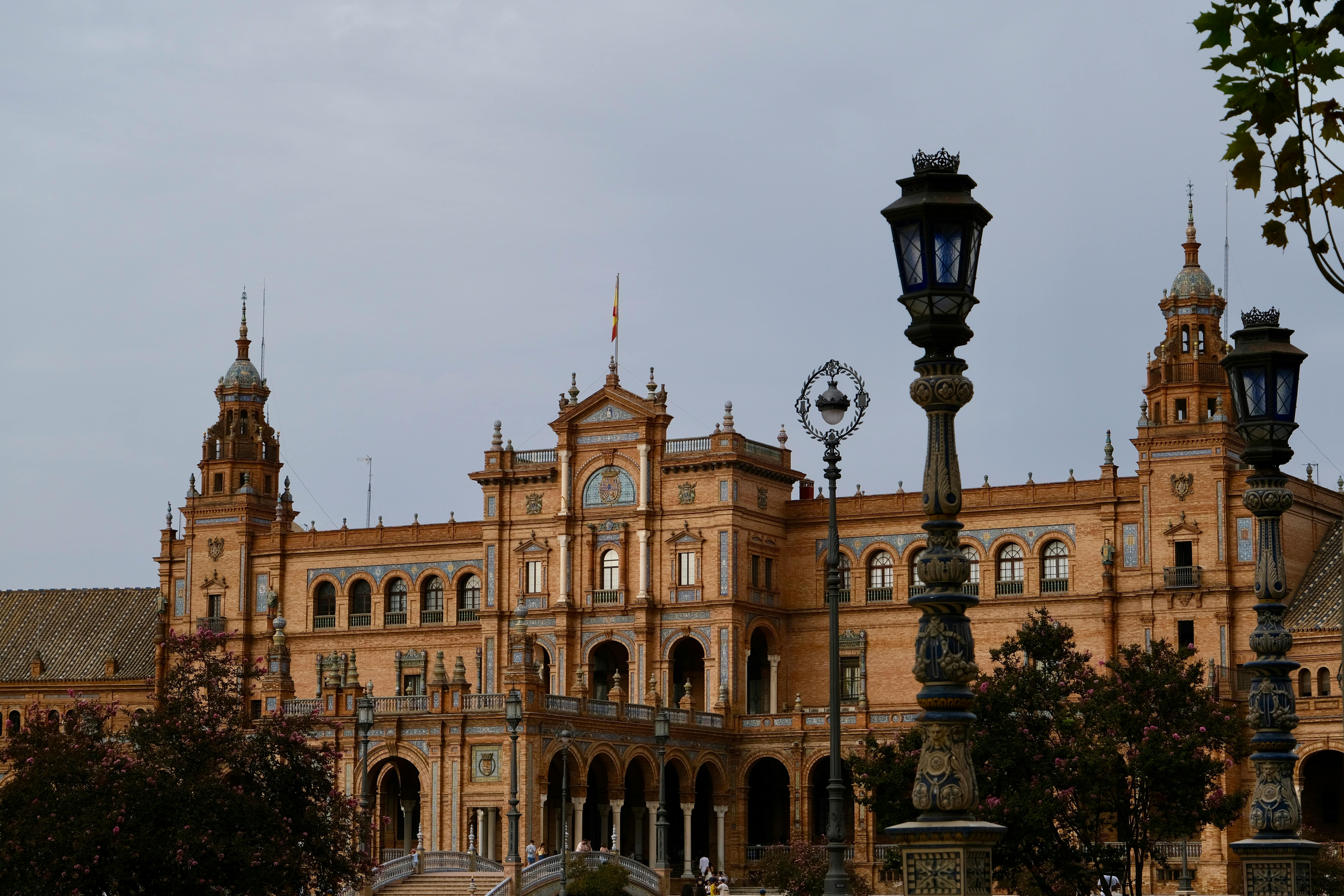 Beautiful view of Plaza de España's architecture in Seville, Spain showcasing historic charm.