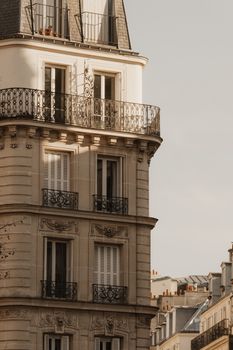 Elegant Haussmann-style architecture in Paris captured during a serene morning.