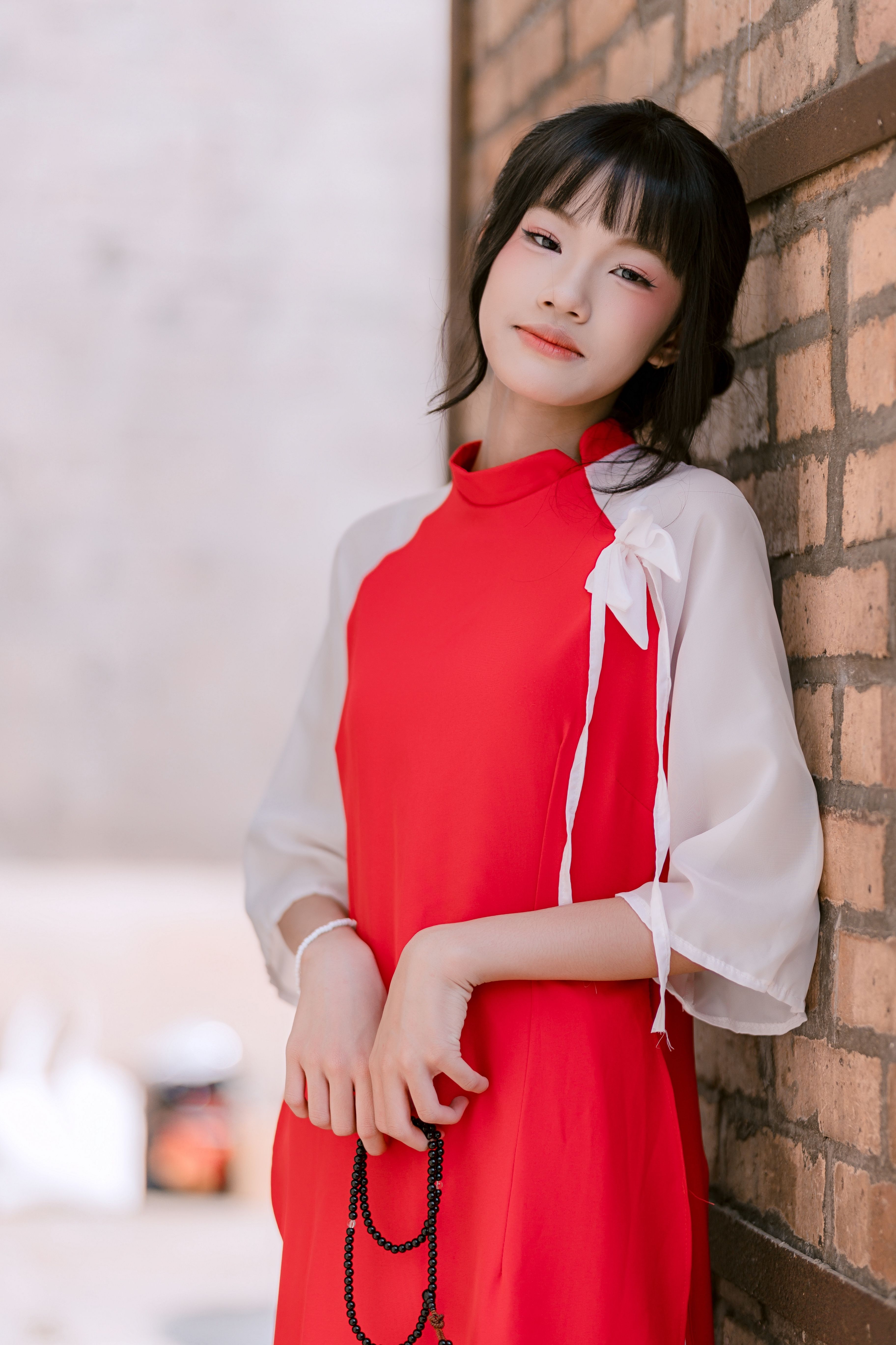 Young Woman in Traditional Red Dress Smiling · Free Stock Photo