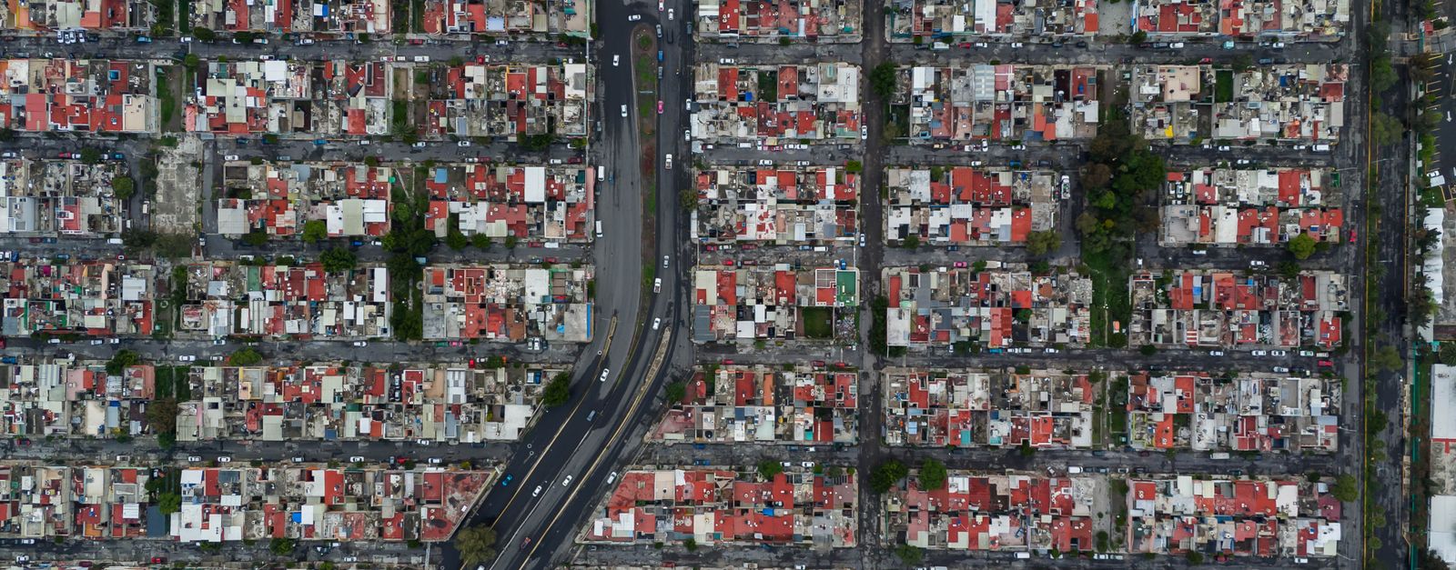 Drone image of densely packed urban grid in Ecatepec de Morelos, Mexico, showcasing the city's layout.