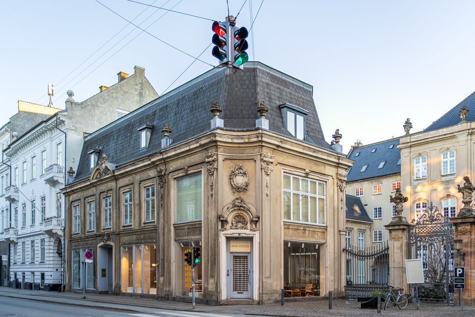 Historic neoclassical building on a sunny day in Copenhagen, Denmark.