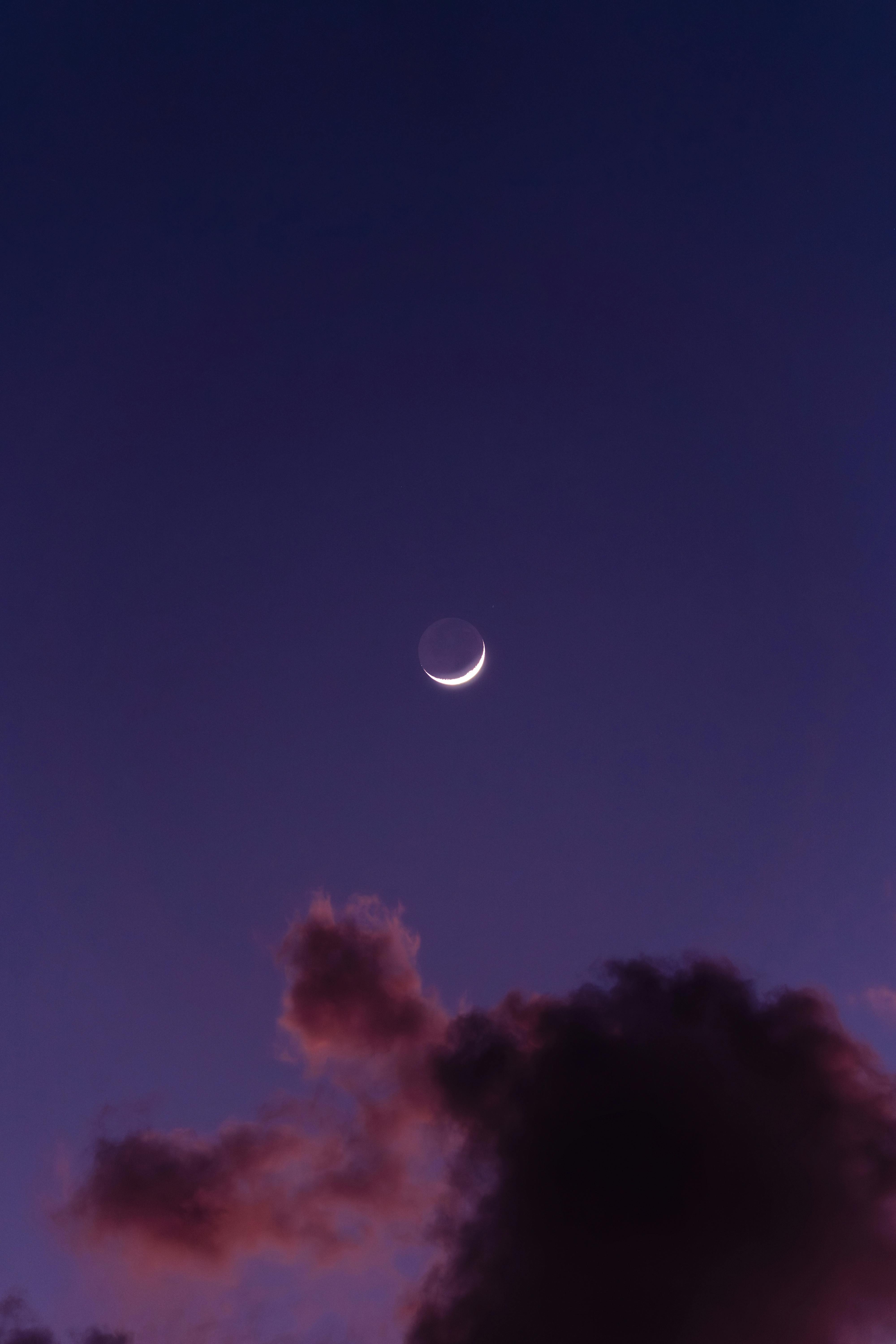Gratis Splendida luna crescente in un cielo crepuscolare viola sopra Akumal, in Messico, perfetta per gli amanti della fotografia celeste. Foto a disposizione