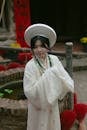 Traditional Vietnamese Attire with Conical Hat