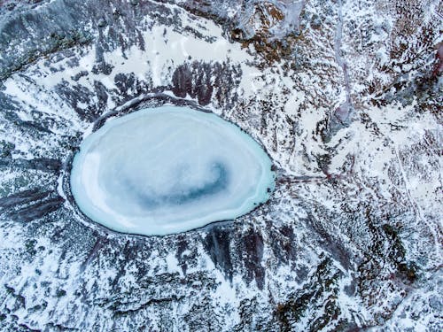 火山口湖鸟瞰图