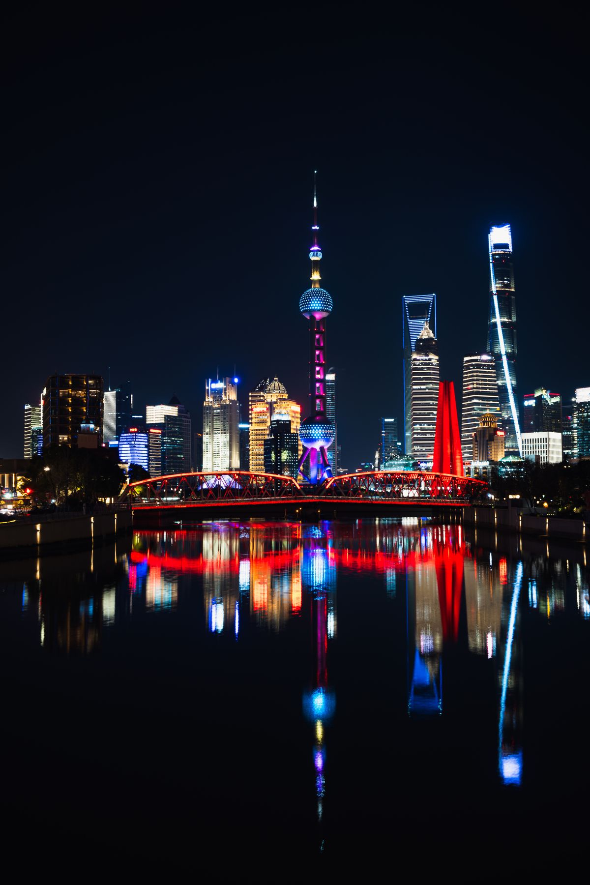 Aerial View of Shanghai Skyline at Night · Free Stock Photo