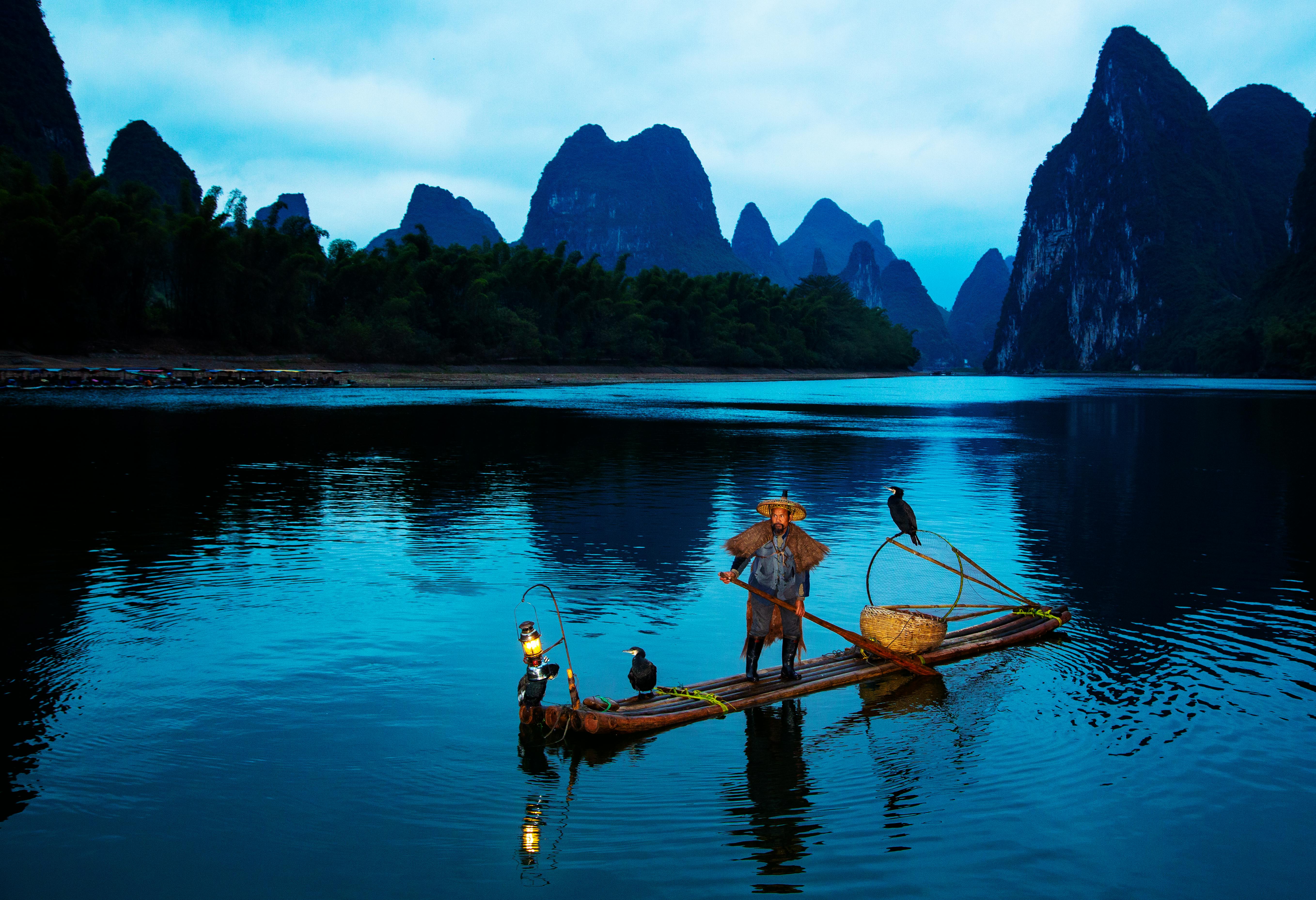 Cormorant Fishing by Torch — Guilin Li River China