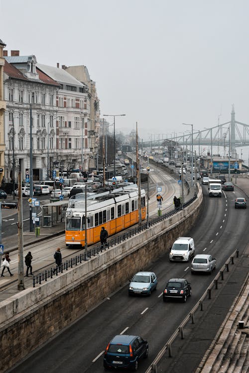 Foggy Weather Over the Busy Street