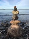 Serene Stone Stack on Baltic Sea Beach