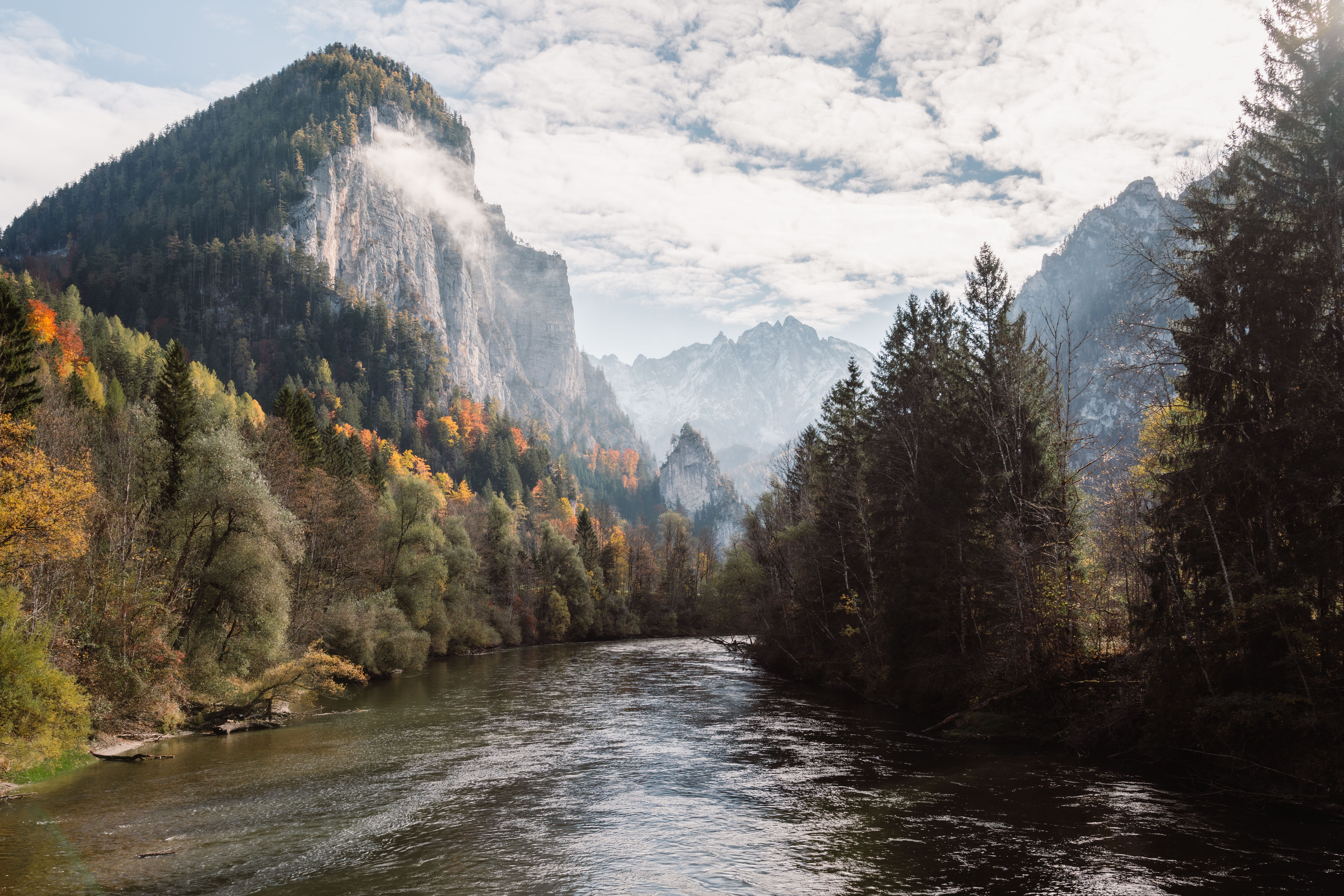 Majestic Alpine River in Autumn Landscape · Free Stock Photo