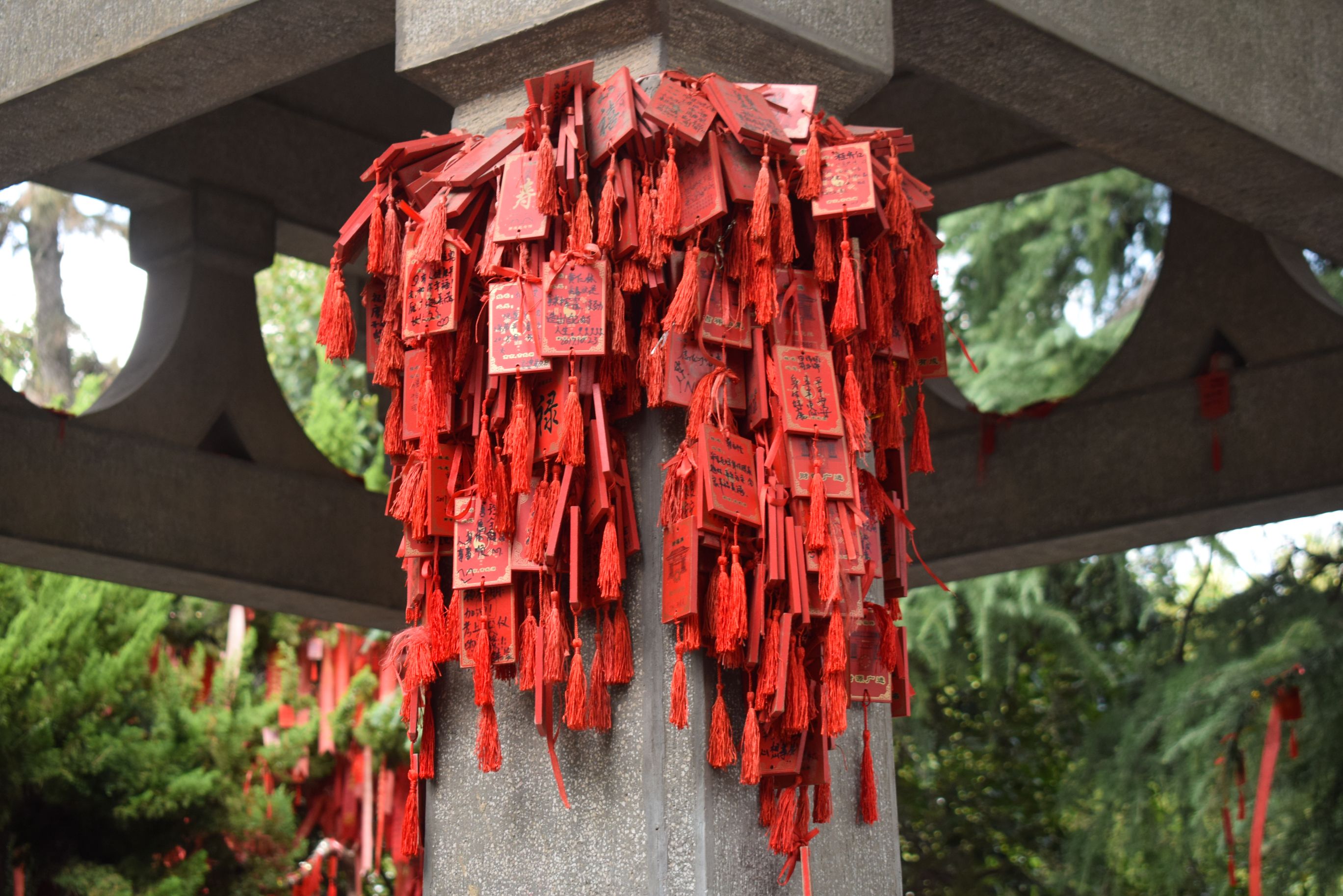 Red Prayer Ribbons at a Traditional Chinese Shrine · Free Stock Photo