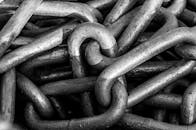 Industrial Steel Chains in Black and White