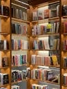 Cozy Library Bookshelf with Variety of Genres