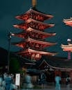 Vibrant Night View of Senso-ji Temple Pagoda