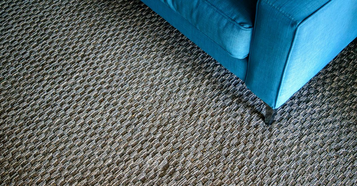 Arvello staged interior with blue sofa