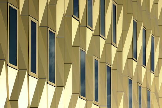 荷兰一座现代建筑的立面，带有几何图案和窗户