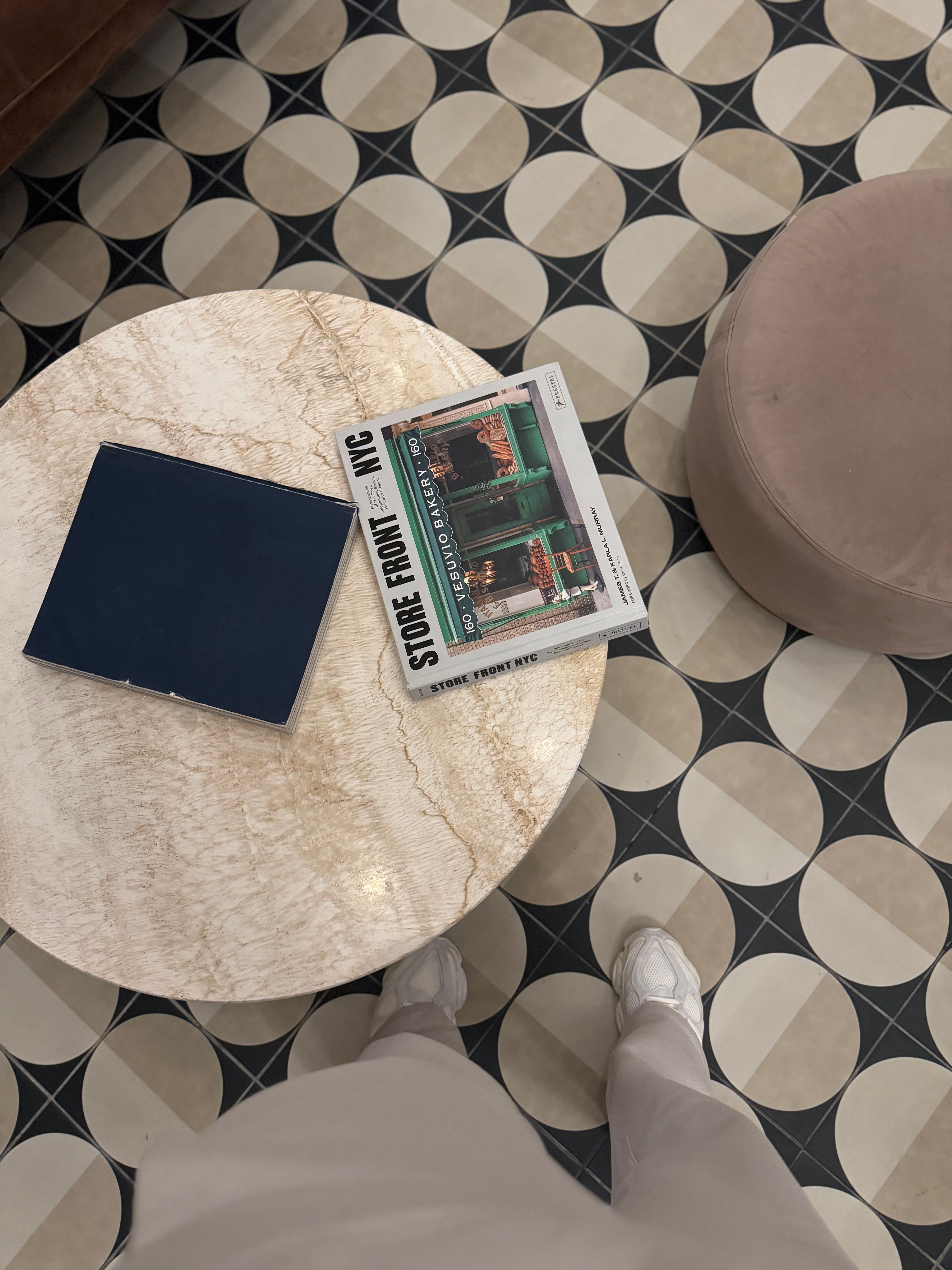Elegant Marble Table with Geometric Patterned Floor · Free Stock Photo