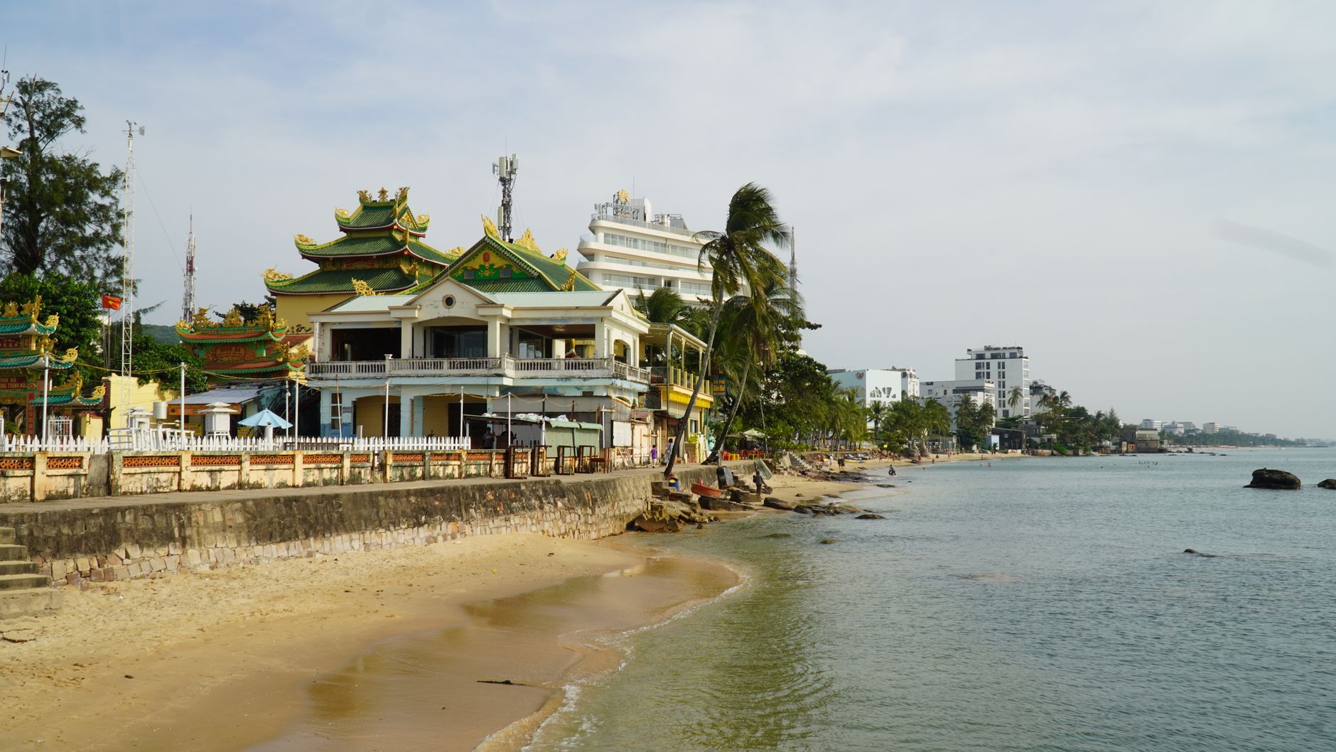 Beautiful temple by the beach in Phu Quoc, Vietnam showcasing traditional and modern architecture., Asia travel with a regional eSIM