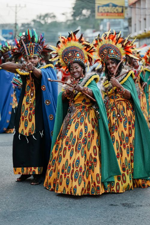 Free Vibrant carnival celebration with traditional costumes in Limón, Costa Rica. Stock Photo