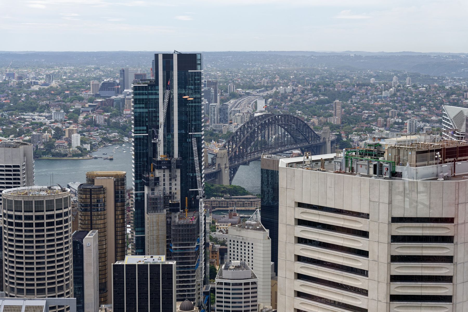 Aerial view of Sydney Harbour Bridge and CBD