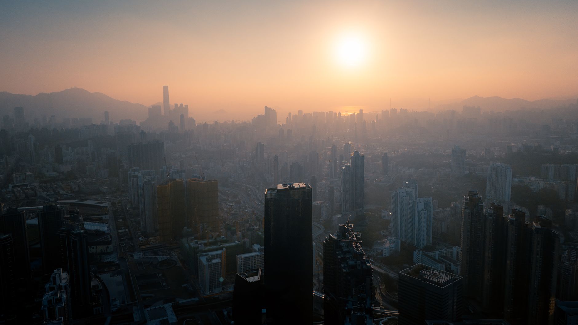 A Hong Kong racecourse at sunrise, horses entering the Sha Tin starting gate, elegant golden light