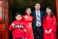 Happy Asian Family Celebrating Together