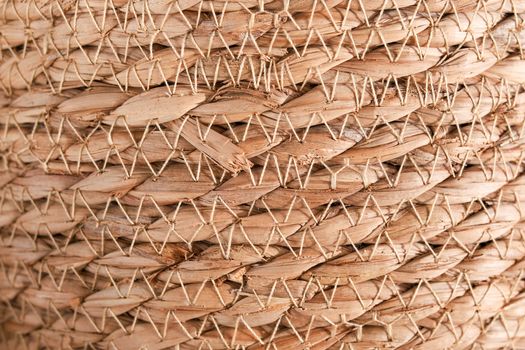 Detailed macro view of a woven basket showcasing natural fibers and handmade craftsmanship.
