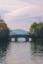 Serene Bridge Over Tranquil Lake at Sunset