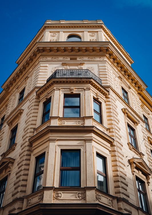 Open Corner Building Elegant Corner Building Against Blue Sky · Free Stock Photo