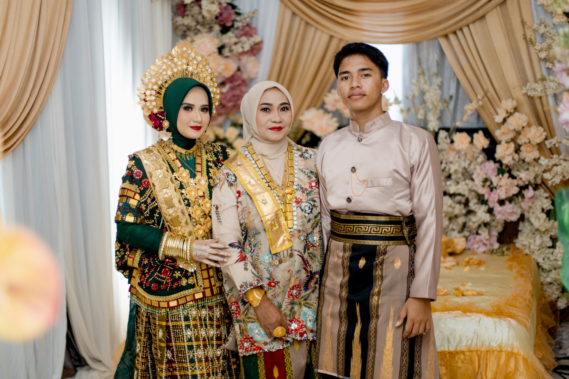 Elegant portrait capturing traditional South East Sulawesi wedding attire and cultural essence.