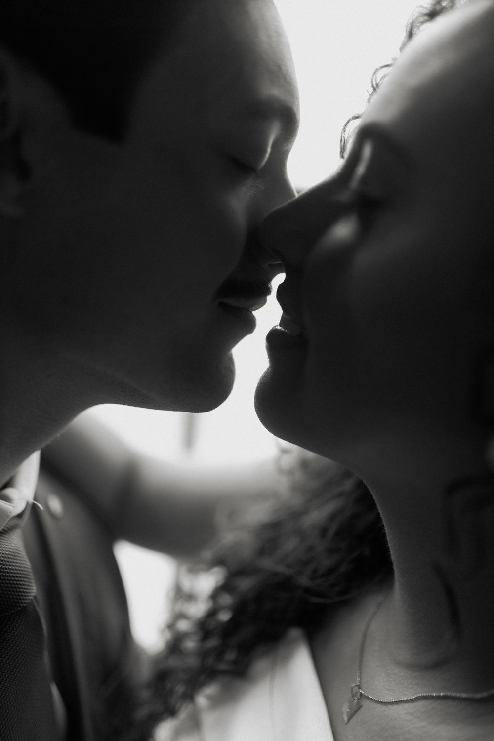 Romantic Black and White Couple Silhouette Close-up · Free Stock Photo