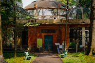 Old Zoological Exhibit in Lush Garden Setting