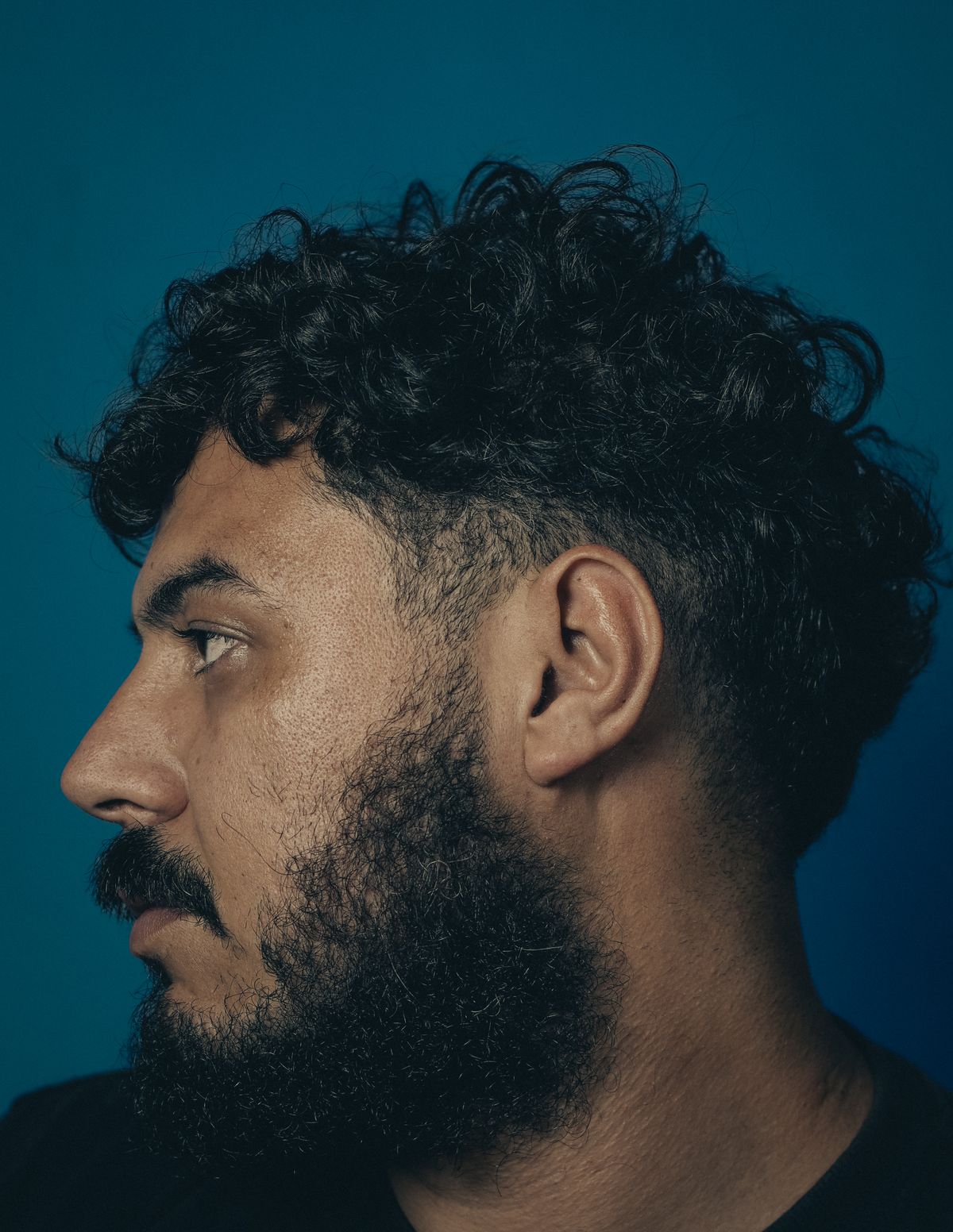 Profile of a man showing the difference between beard hair and scalp hair