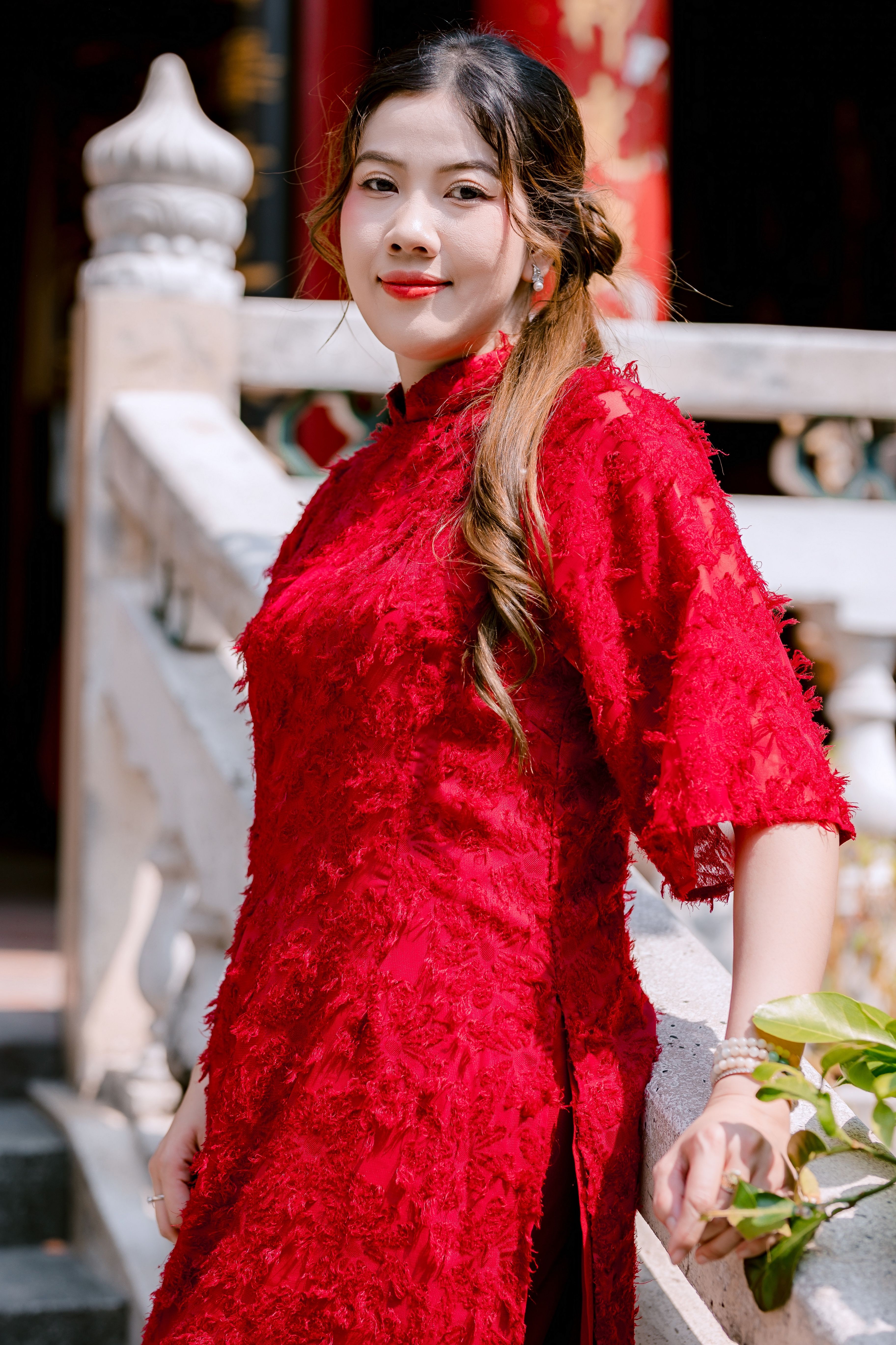 Portrait of Woman in Red Traditional Dress Outdoors · Free Stock Photo