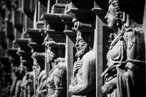 Free Grayscale Photography of Statues Stock Photo
