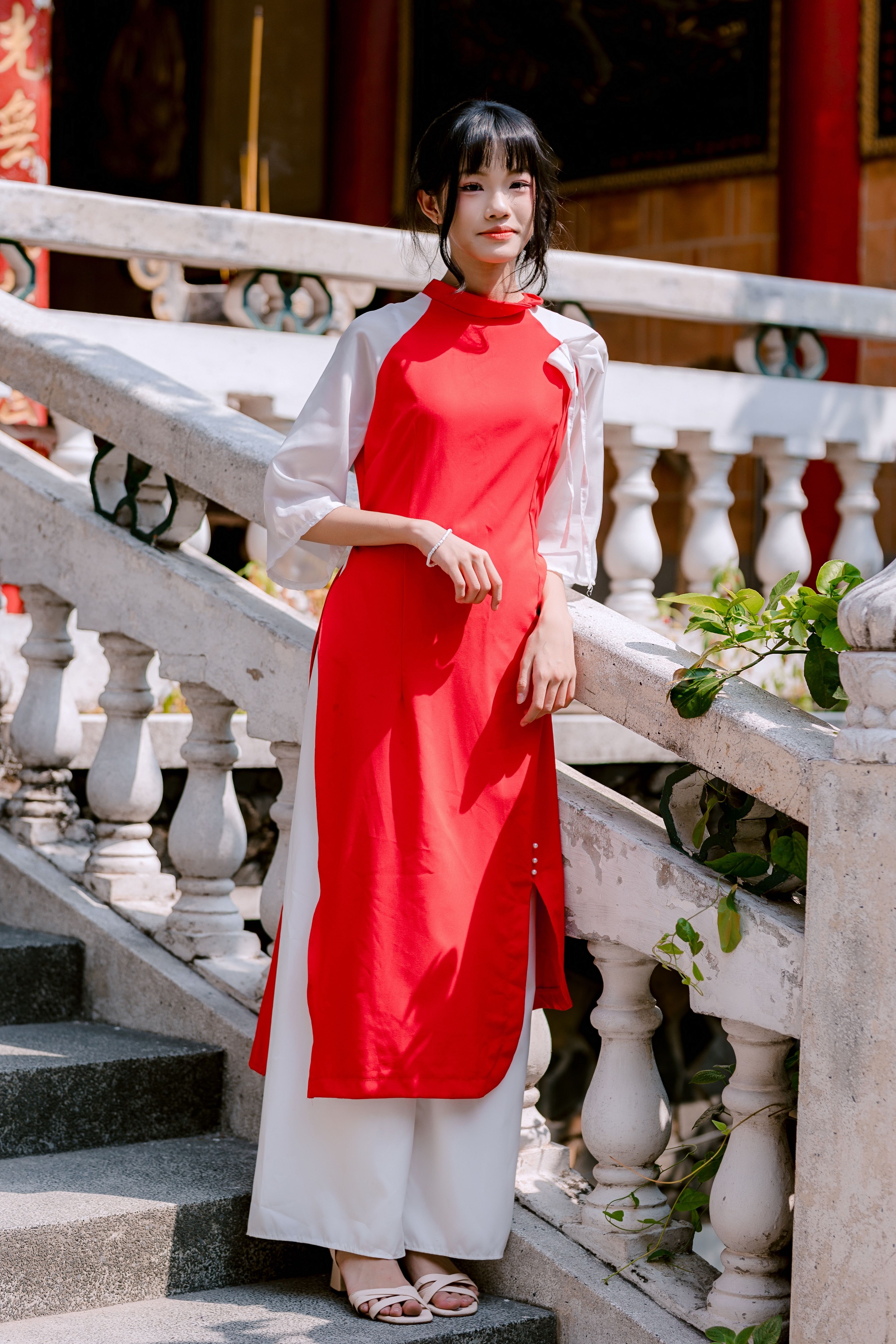 Young Woman in Traditional Red Dress Outdoors · Free Stock Photo