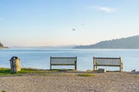 Tranquil Waterfront with Benches and Ocean View