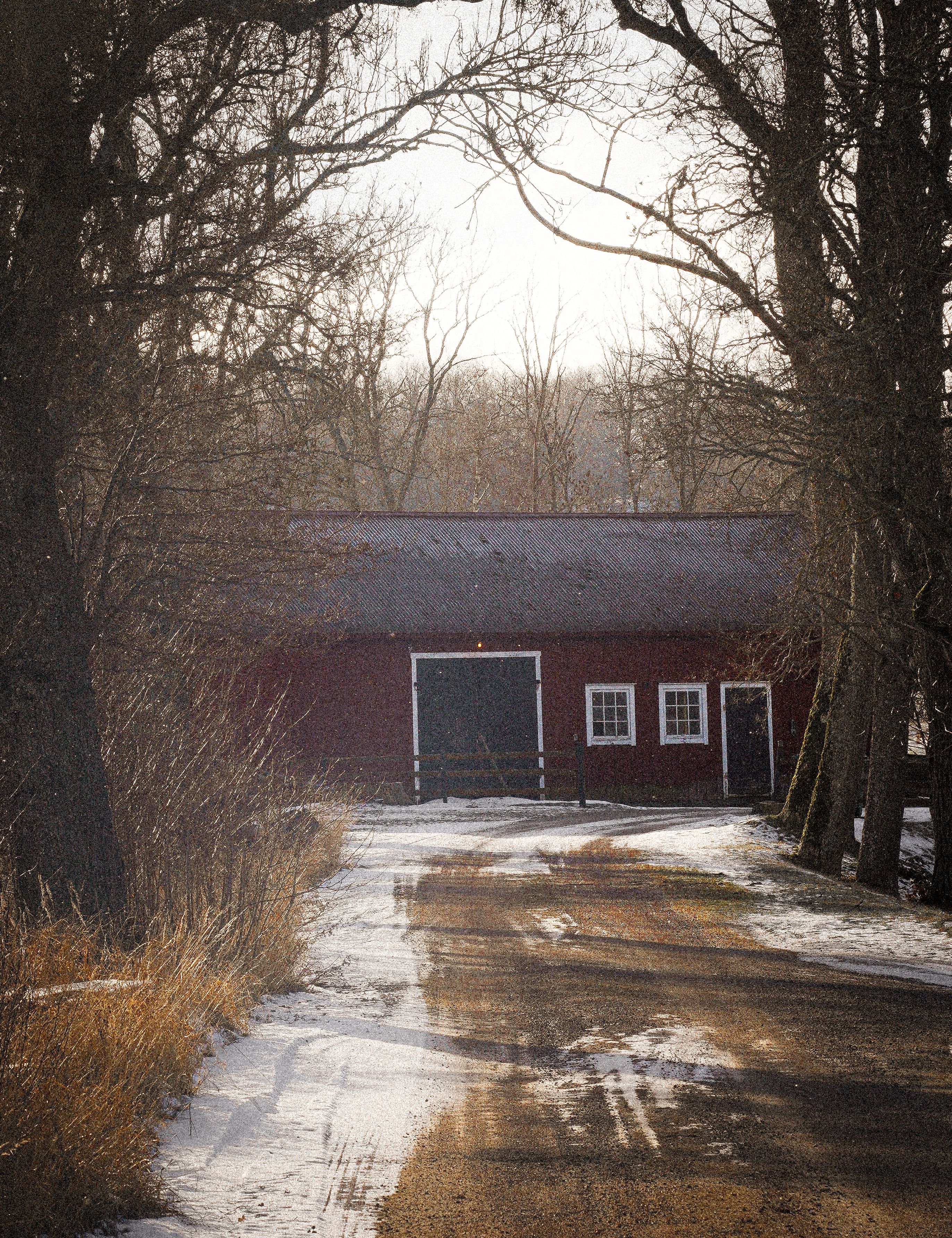 Quaint Swedish Barn in Winter Landscape · Free Stock Photo