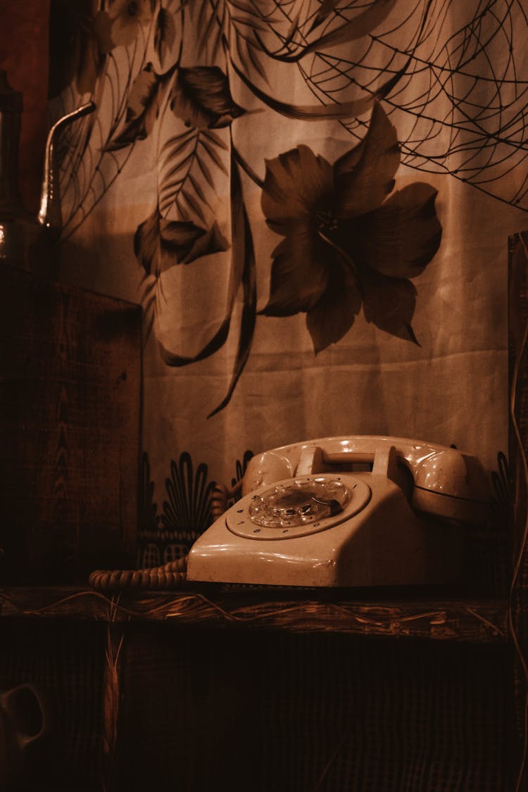 Old Telephone In Shadow