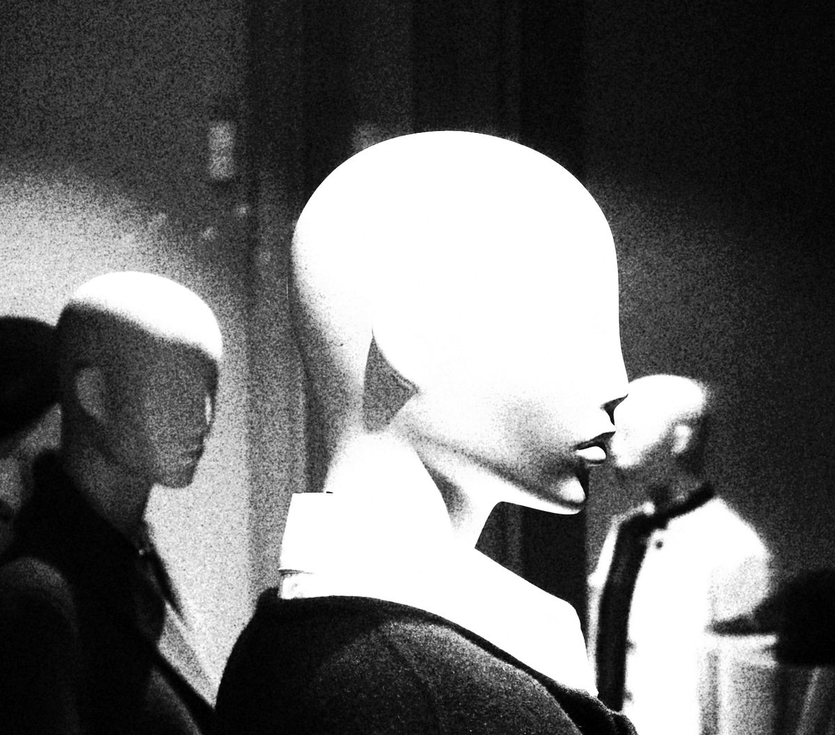 Classic department store fashion mannequins in a striking display